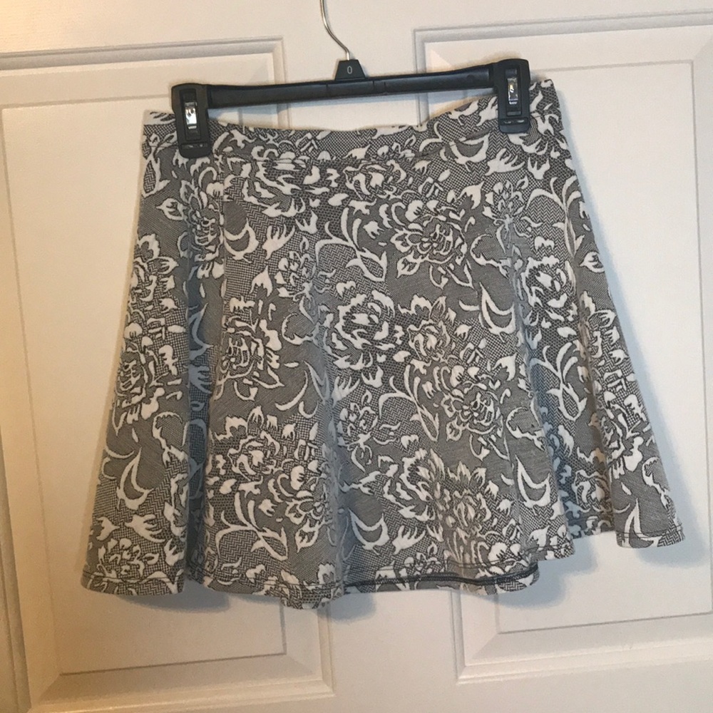 Black and white floral skirt